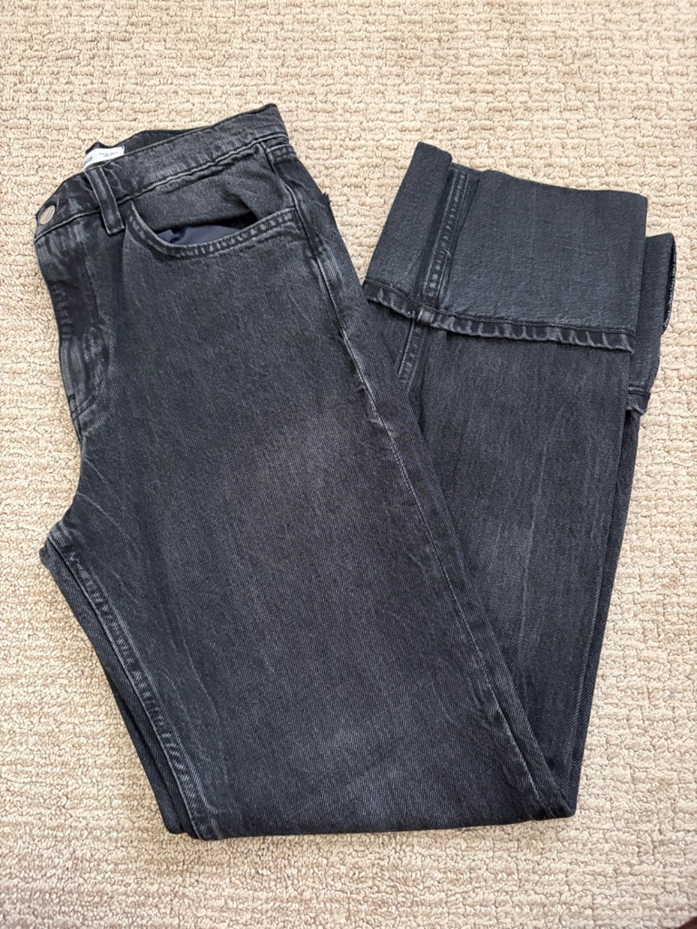Mango Black Boyfriend Cuffed Jeans